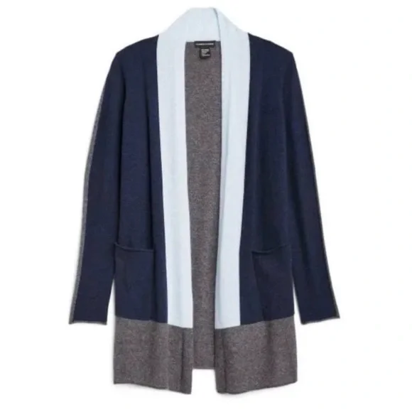 Cashmere Cashmere Blue Grey Colorblock Cardigan - Picture 8 of 9